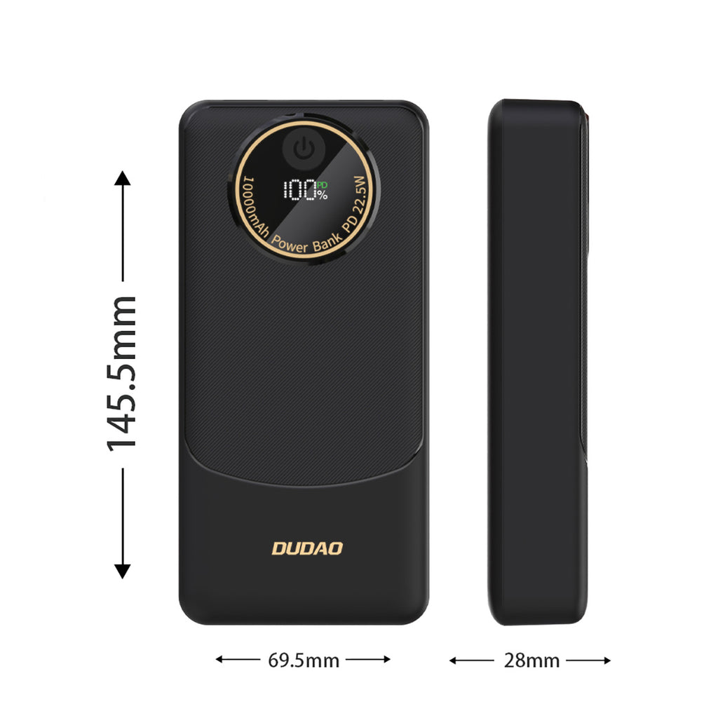 Dudao K12Pro išorinė baterija 22.5W PD 20000mAh USB-A, USB-C - juoda -- Powerbanks