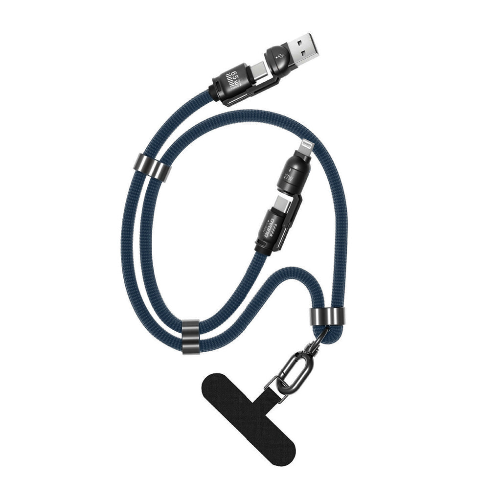 Dudao L20Max 65W 4-in-1 laidas su dirželiu USB-C į USB-C su Lightning ir USB-A adapteriais - Mėlynas -- Cell phone cables