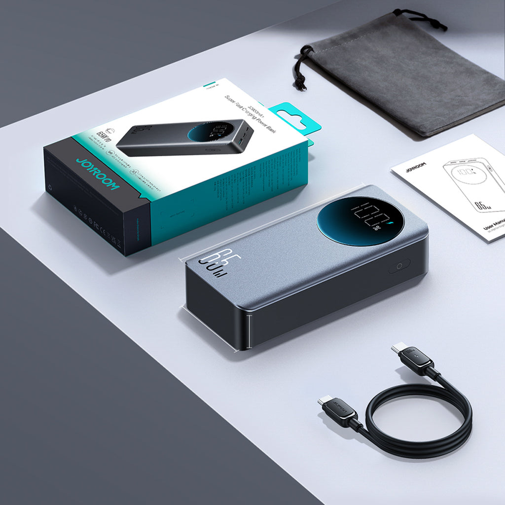 Joyroom JR-PBF05 Pro 30000mAh 65W išorinė baterija su skaitmeniniu ekranu 2x USB-C 1x USB-A - juoda -- Powerbanks