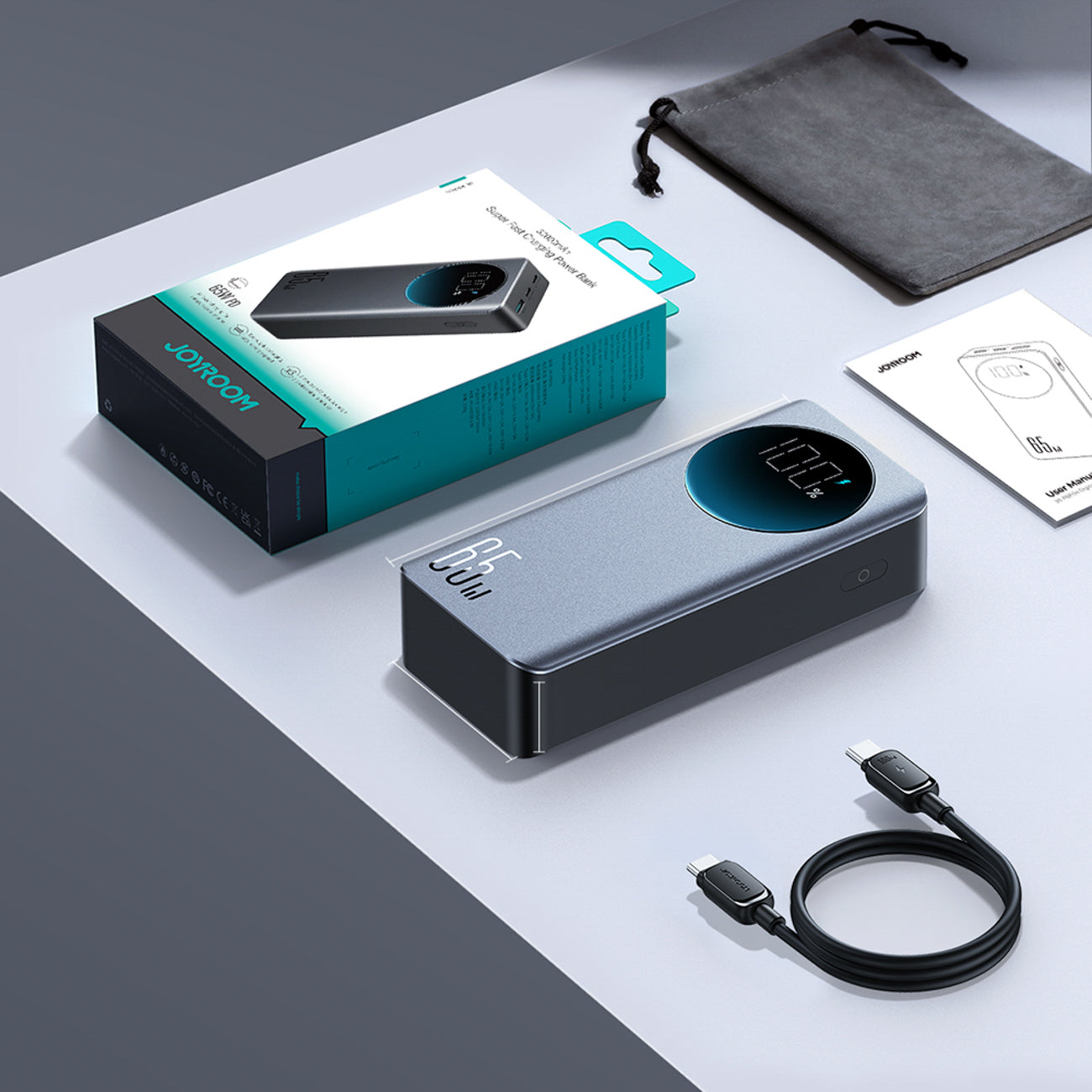 Joyroom JR-PBF05 Pro 30000mAh 65W išorinė baterija su skaitmeniniu ekranu 2x USB-C 1x USB-A - juoda -- Powerbanks