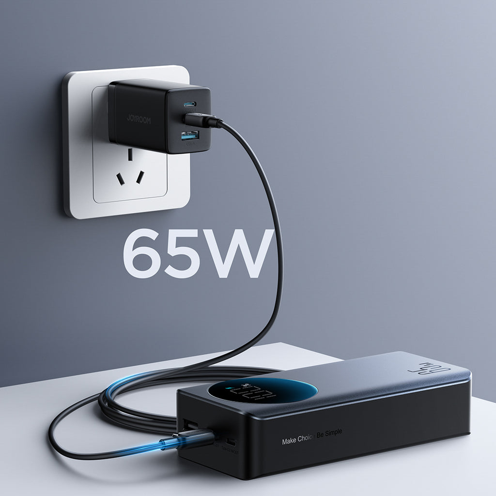 Joyroom JR-PBF05 Pro 30000mAh 65W išorinė baterija su skaitmeniniu ekranu 2x USB-C 1x USB-A - juoda -- Powerbanks