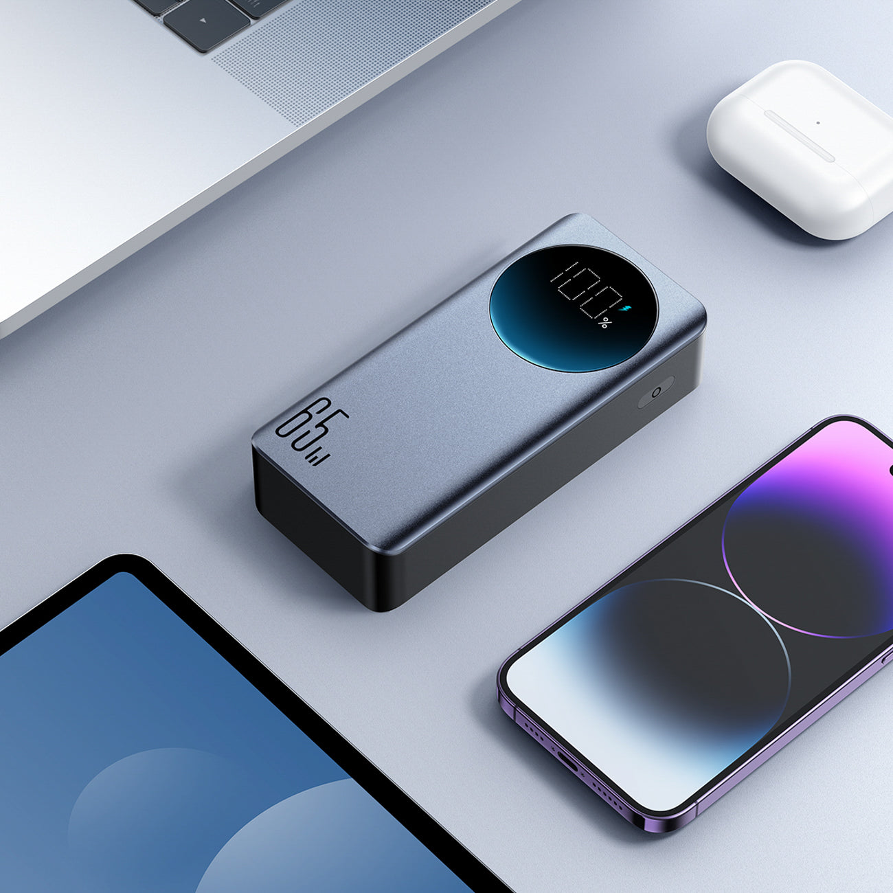 Joyroom JR-PBF05 Pro 30000mAh 65W išorinė baterija su skaitmeniniu ekranu 2x USB-C 1x USB-A - juoda -- Powerbanks
