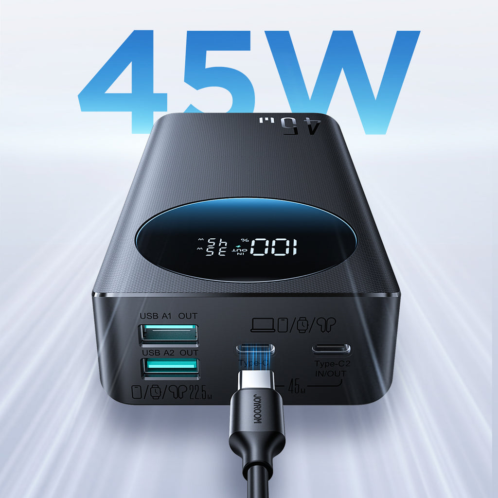 Joyroom JR-PBF02 Pro 20000 mAh 45W Powerbank su skaitmeniniu ekranu 2x USB-A 2x USB-C - Juodas -- Powerbanks