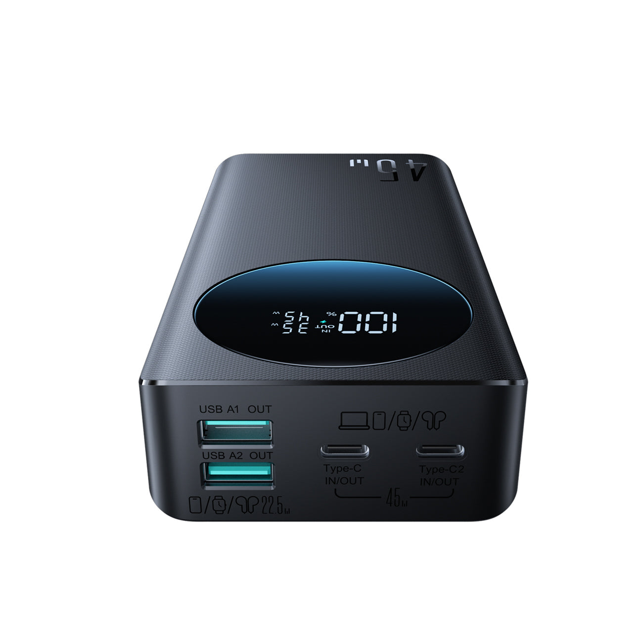 Joyroom JR-PBF02 Pro 20000 mAh 45W Powerbank su skaitmeniniu ekranu 2x USB-A 2x USB-C - Juodas -- Powerbanks