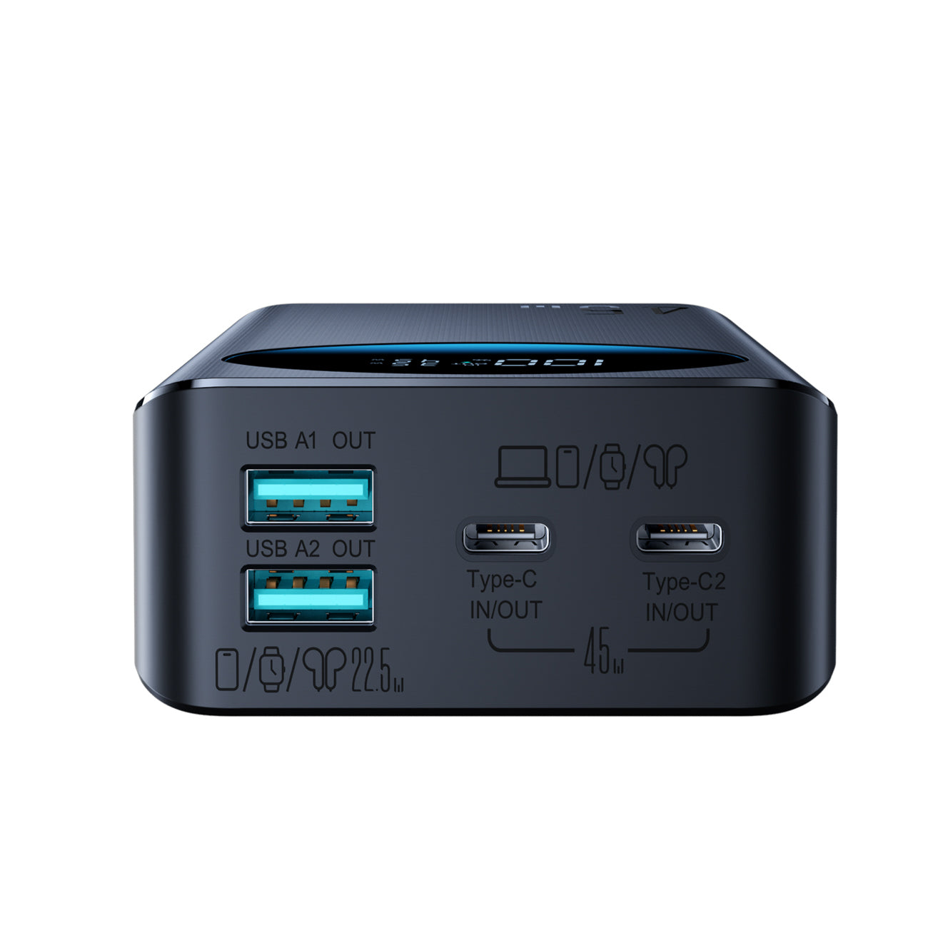 Joyroom JR-PBF02 Pro 20000 mAh 45W Powerbank su skaitmeniniu ekranu 2x USB-A 2x USB-C - Juodas -- Powerbanks