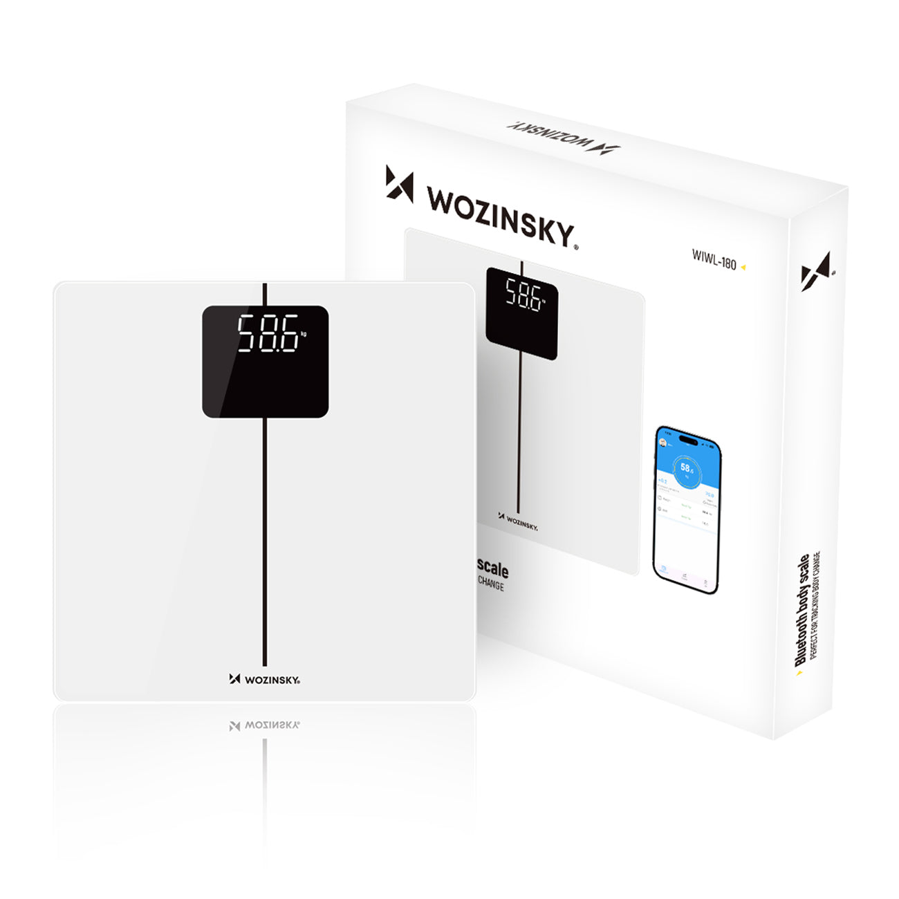 Wozinsky WIWL-180 Išmanos Bluetooth vonios svarstyklės – Baltos -- Uncategorized