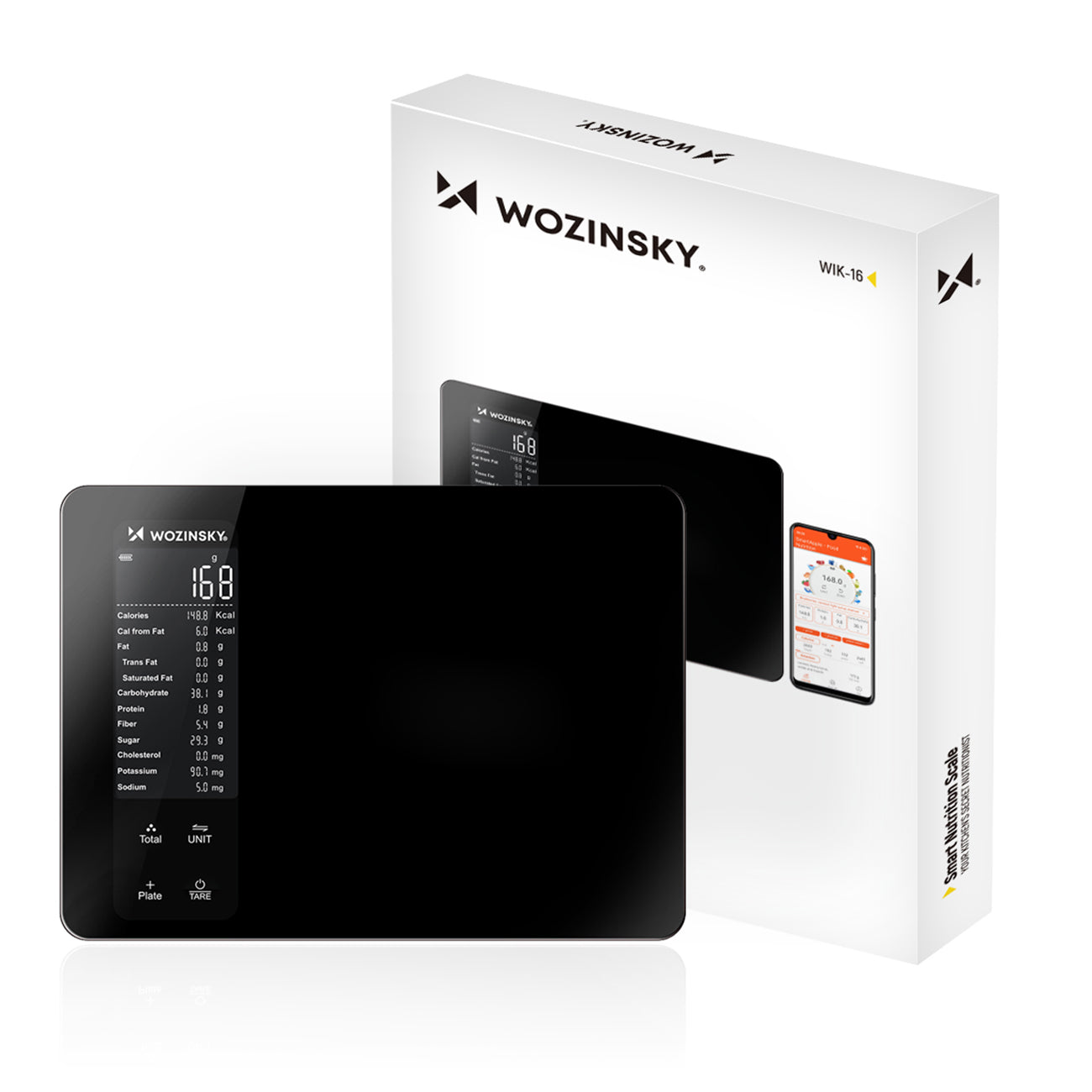 Wozinsky WIK-16 Išmani virtuvės svarstyklės su skaitmeninio ekranu, Bluetooth programa – Juodos -- Uncategorized