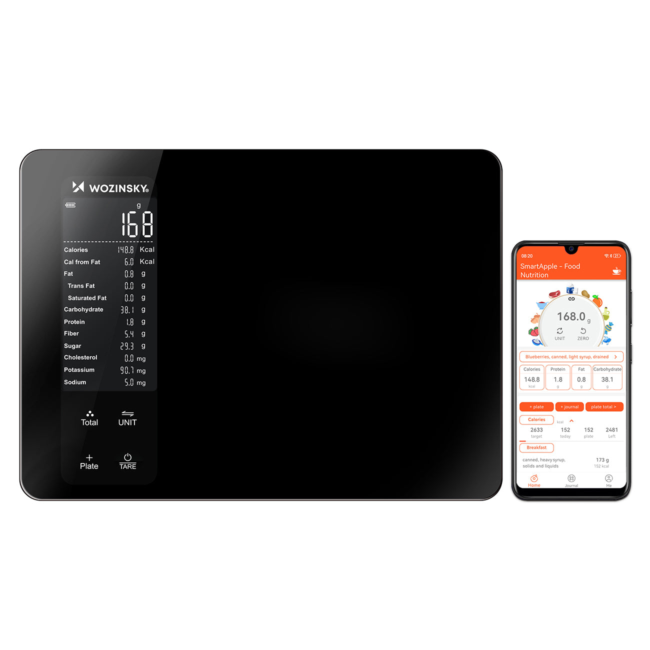 Wozinsky WIK-16 Išmani virtuvės svarstyklės su skaitmeninio ekranu, Bluetooth programa – Juodos -- Uncategorized
