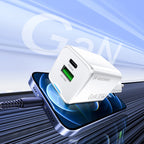 Wozinsky WWC-35W GaN USB-A + USB-C sieninis įkroviklis - baltas -- Cell phone chargers
