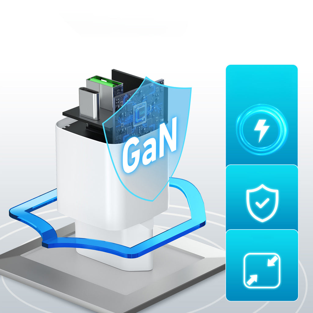 Wozinsky WWC-35W GaN USB-A + USB-C sieninis įkroviklis - baltas -- Cell phone chargers