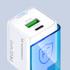 Wozinsky WWC-35W GaN USB-A + USB-C sieninis įkroviklis - baltas -- Cell phone chargers