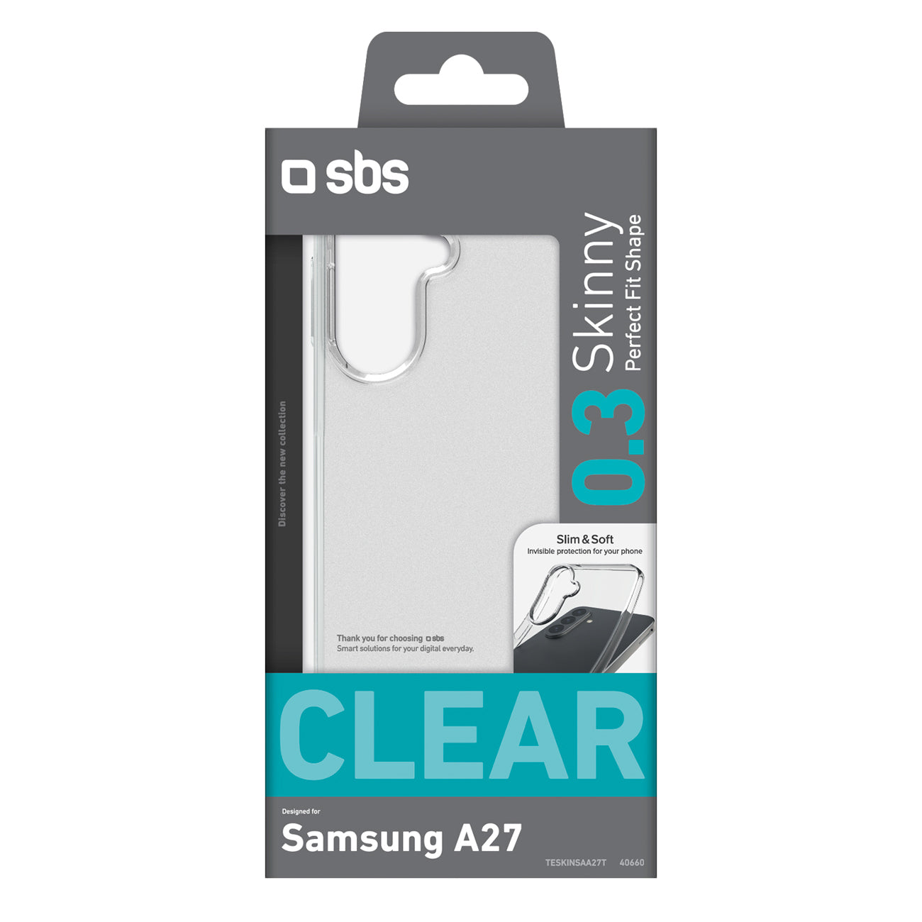 SBS Skinny Cover skirtas Samsung Galaxy A27 - Skaidrus -- Samsung Galaxy A27 5G