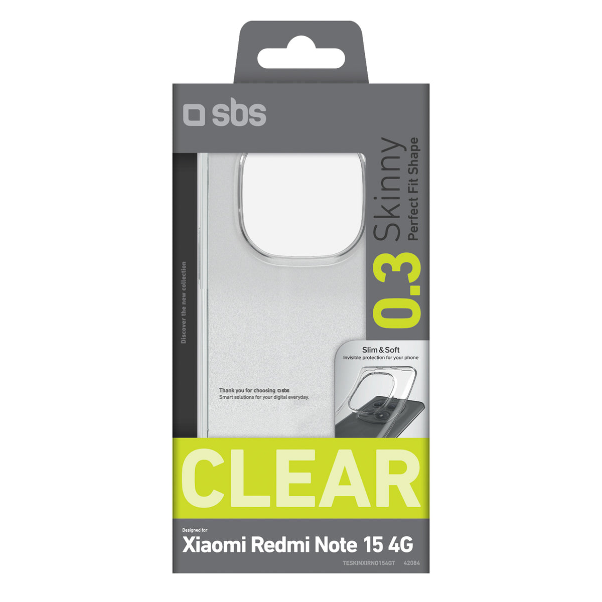 SBS Skinny viršelis, skirtas Xiaomi Redmi Note 15 4G - transparent