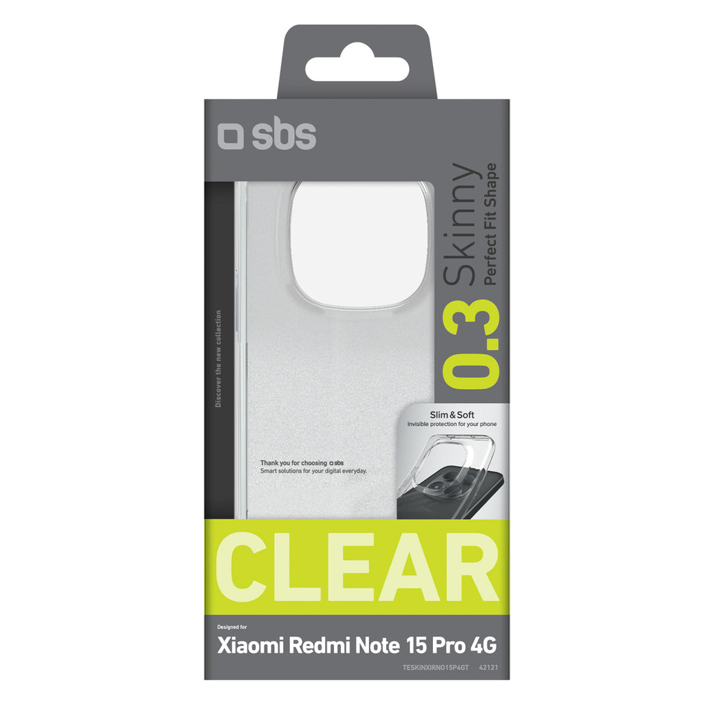SBS Skinny Cover, skirtas Xiaomi Redmi Note 15 Pro 4G - Transparent -- Cell phone cases and covers