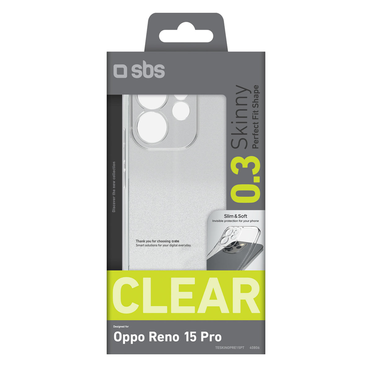 SBS Skinny Cover for Oppo Reno 15 Pro - Transparent -- Oppo Reno 15 Pro