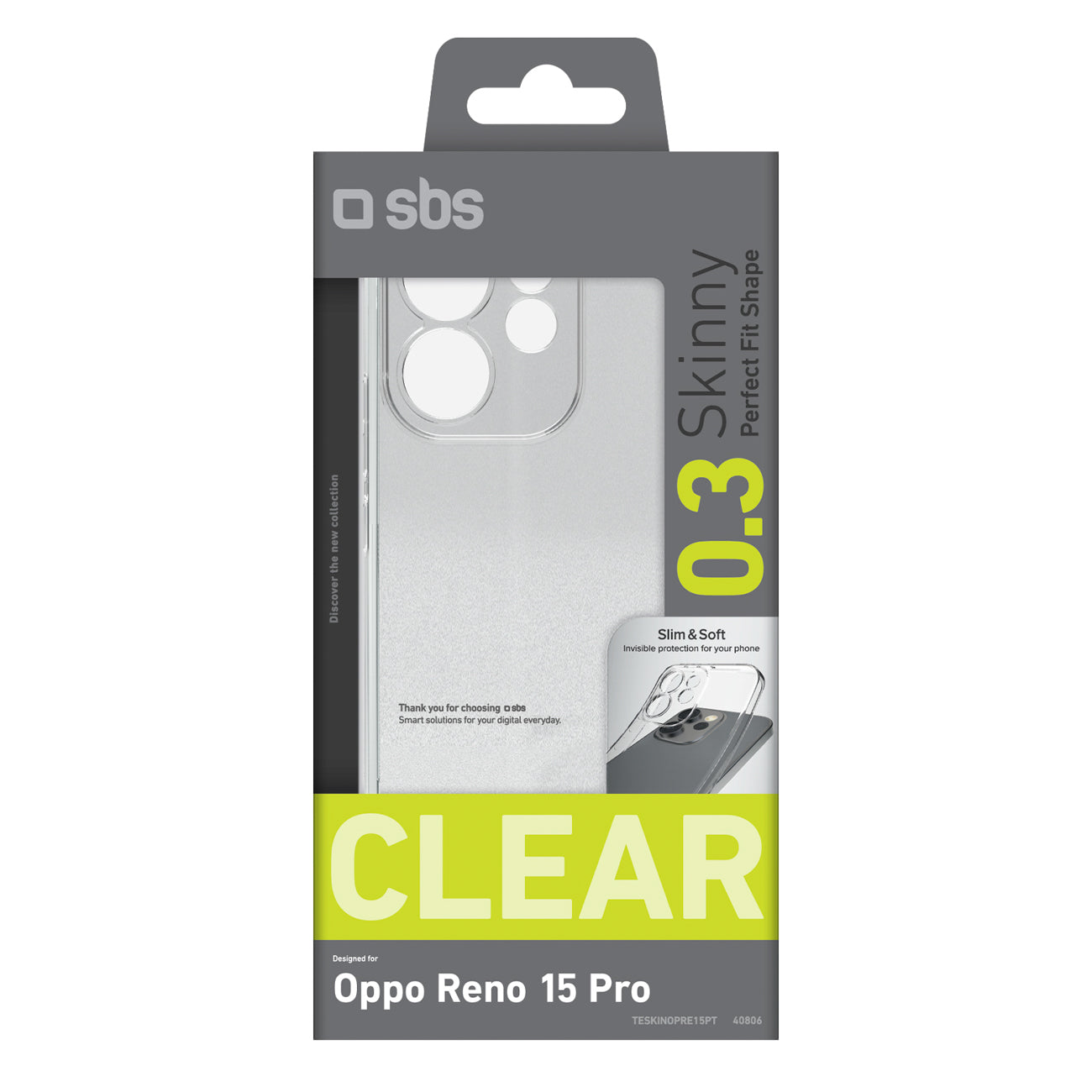 SBS Skinny Cover for Oppo Reno 15 Pro - Transparent -- Oppo Reno 15 Pro
