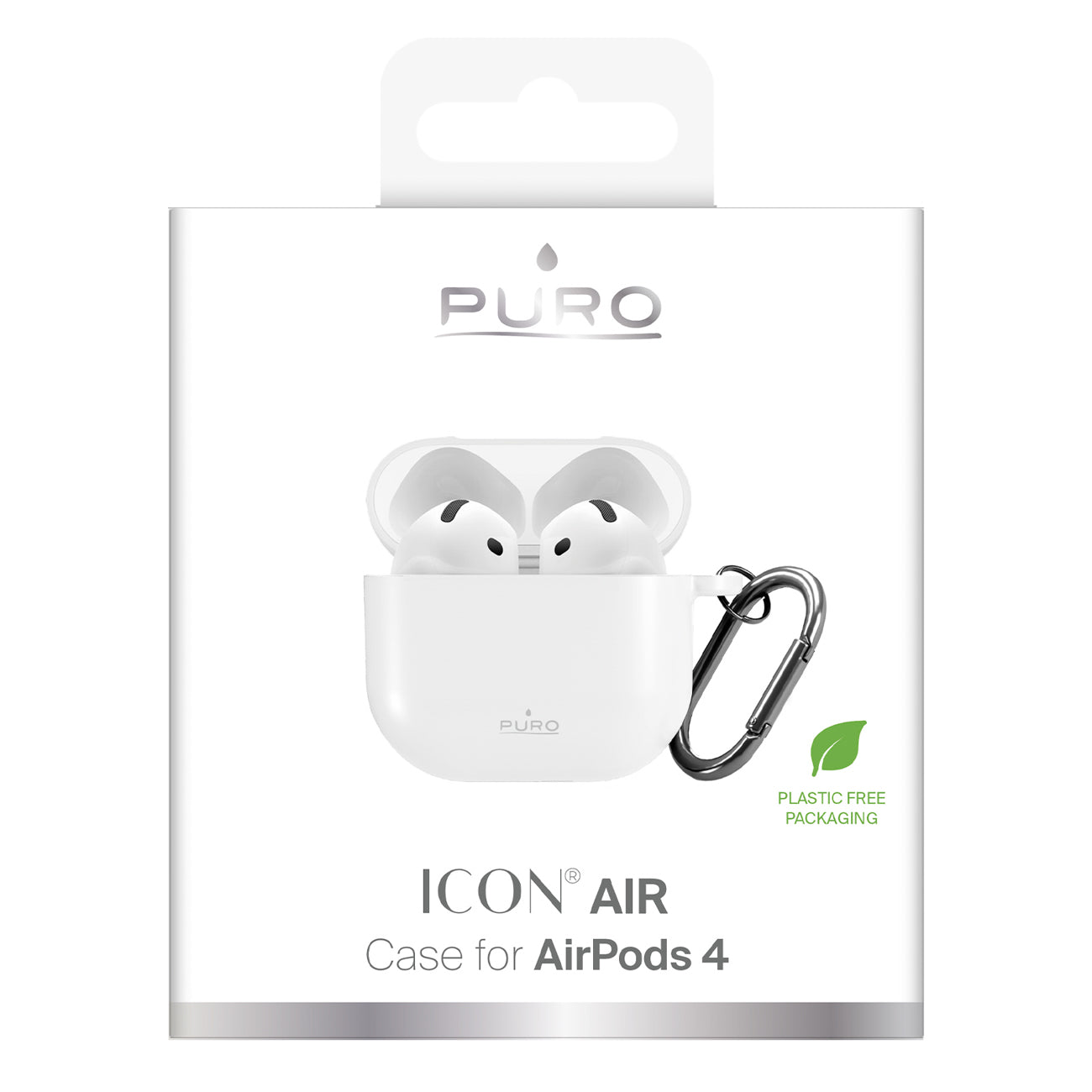 Puro Icon Case, skirtas AirPods 4 – baltas