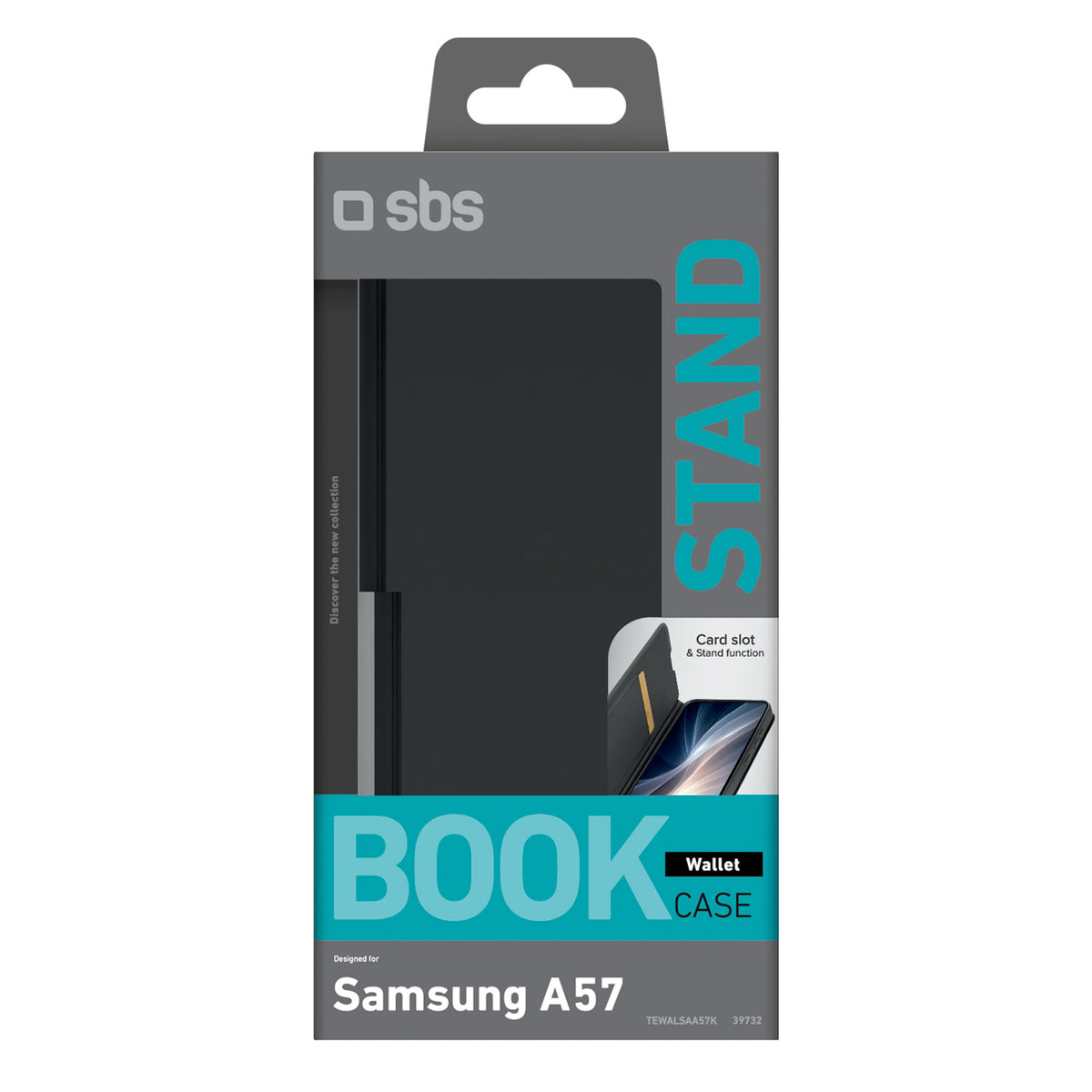 SBS Piniginės lygus dėklas, skirtas Samsung Galaxy A57 su atvartu – juodas
