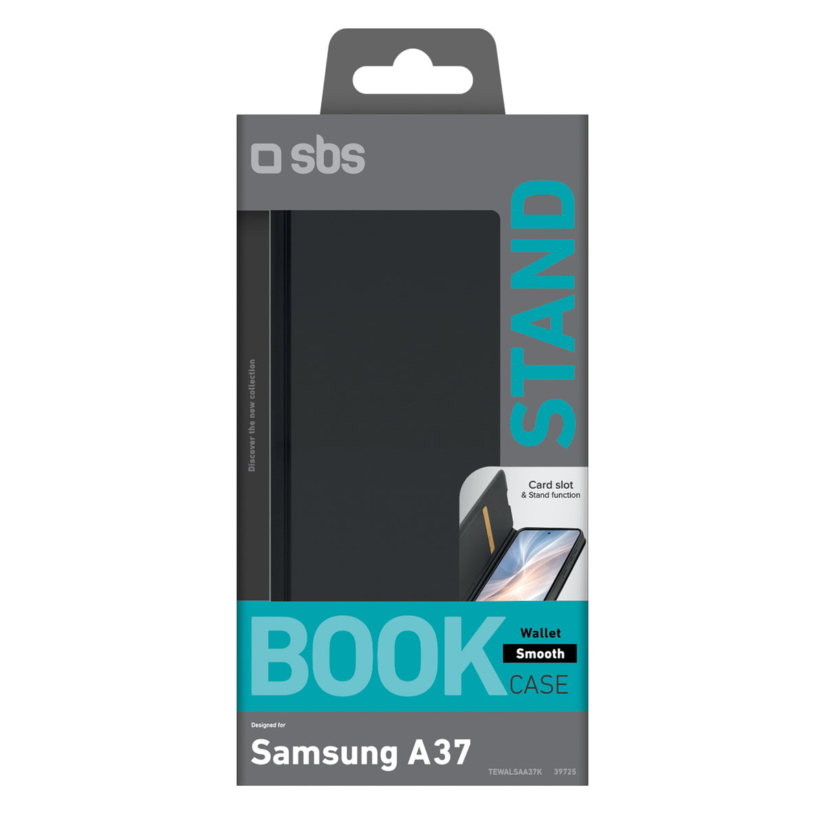 SBS Piniginės lygus dėklas, skirtas Samsung Galaxy A37 su atvartu – juodas