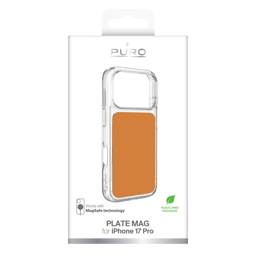 Puro Plate Mag dėklas iPhone 17 Pro, suderinamas su MagSafe - oranžinė -- iPhone 17 Pro