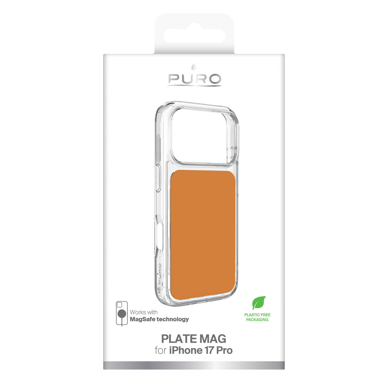 Puro Plate Mag dėklas iPhone 17 Pro, suderinamas su MagSafe - oranžinė -- iPhone 17 Pro