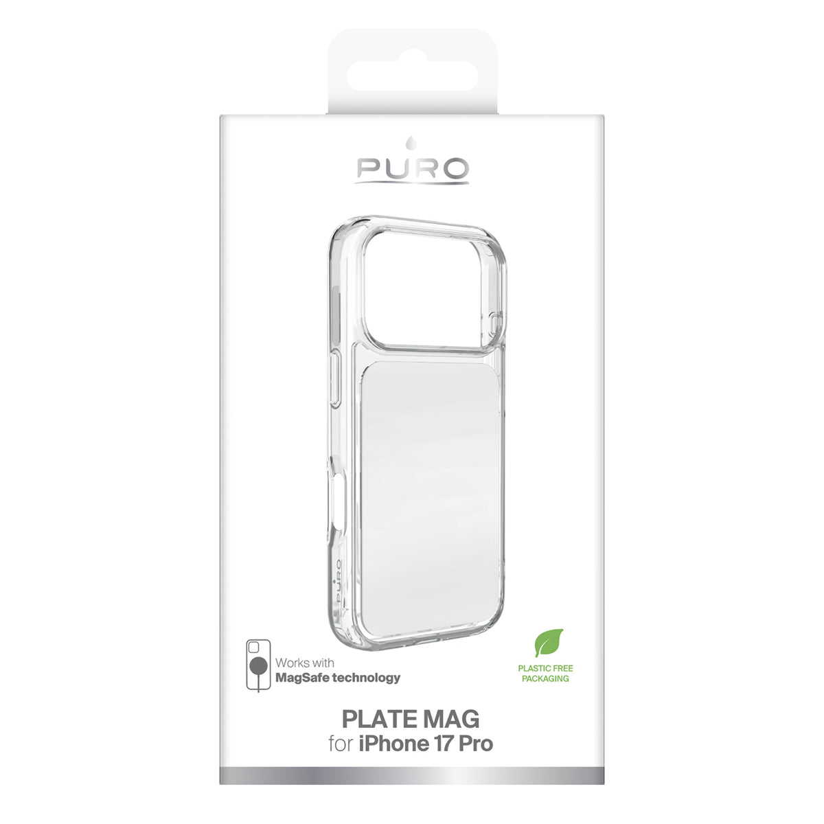 Puro Plate Mag dėklas, skirtas iPhone 17 Pro, suderinamas su MagSafe - baltas -- iPhone 17 Pro