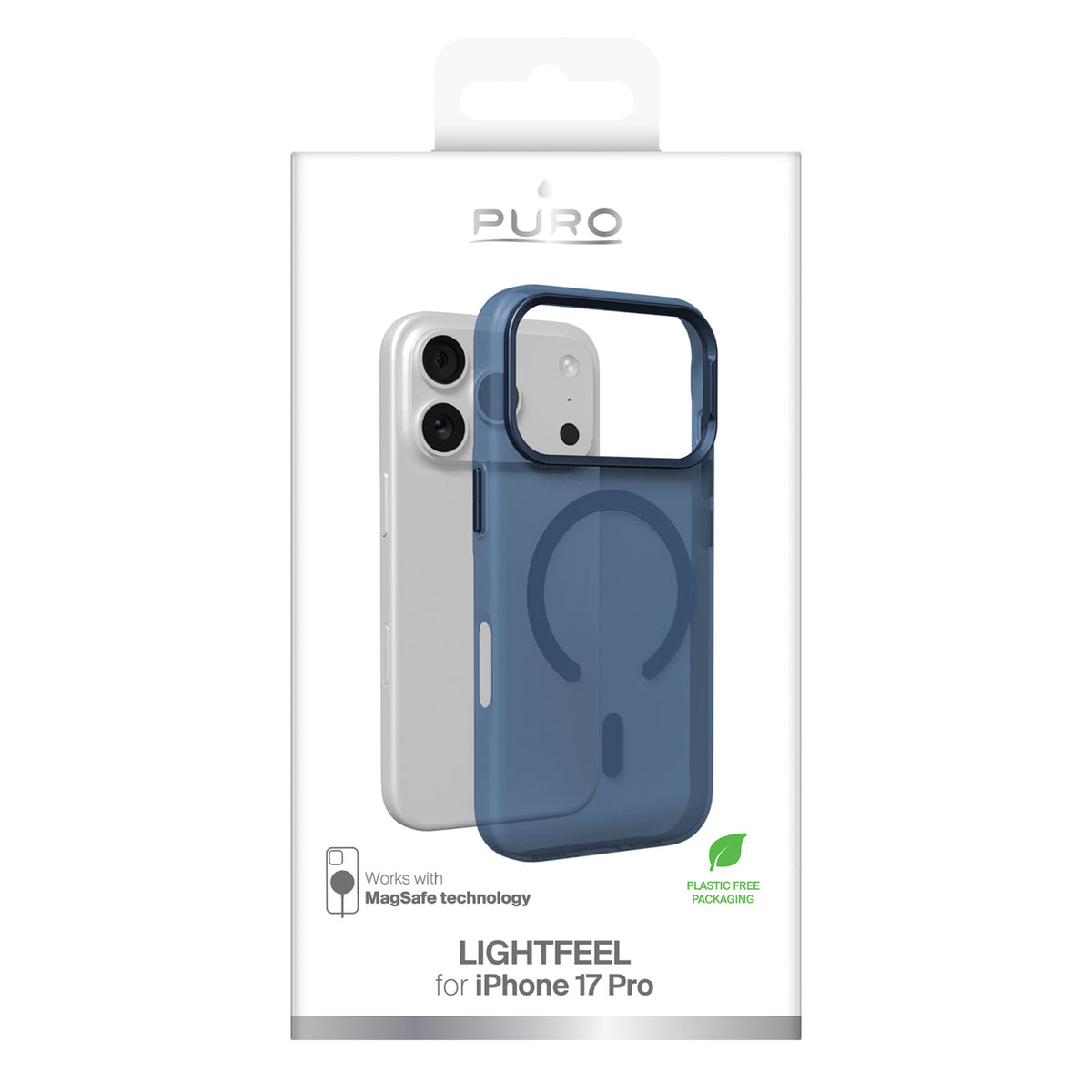 Puro Lightfeel dėklas iPhone 17 Pro, suderinamas su MagSafe - skaidrus mėlynas -- iPhone 17 Pro