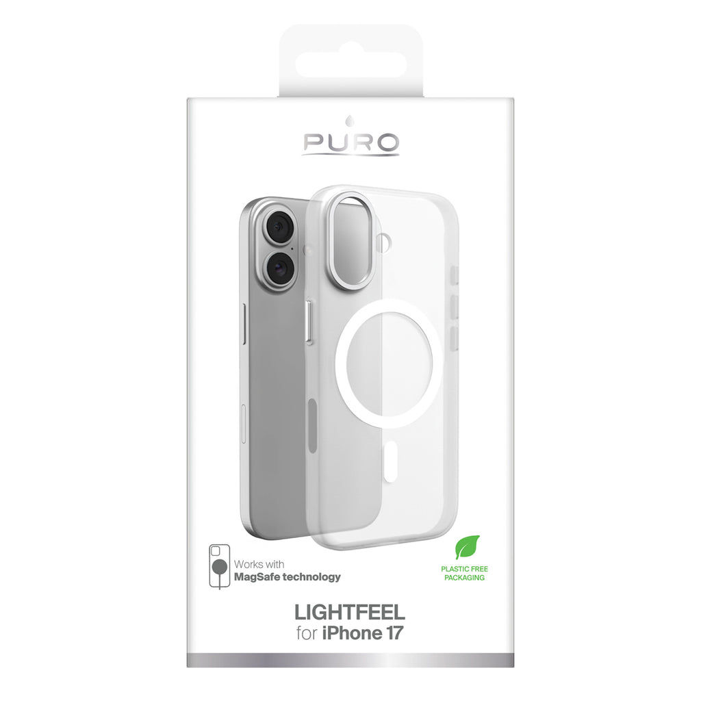 Puro Lightfeel iPhone 17 dėklas suderinamas su MagSafe – skaidrus ir baltas -- iPhone 17