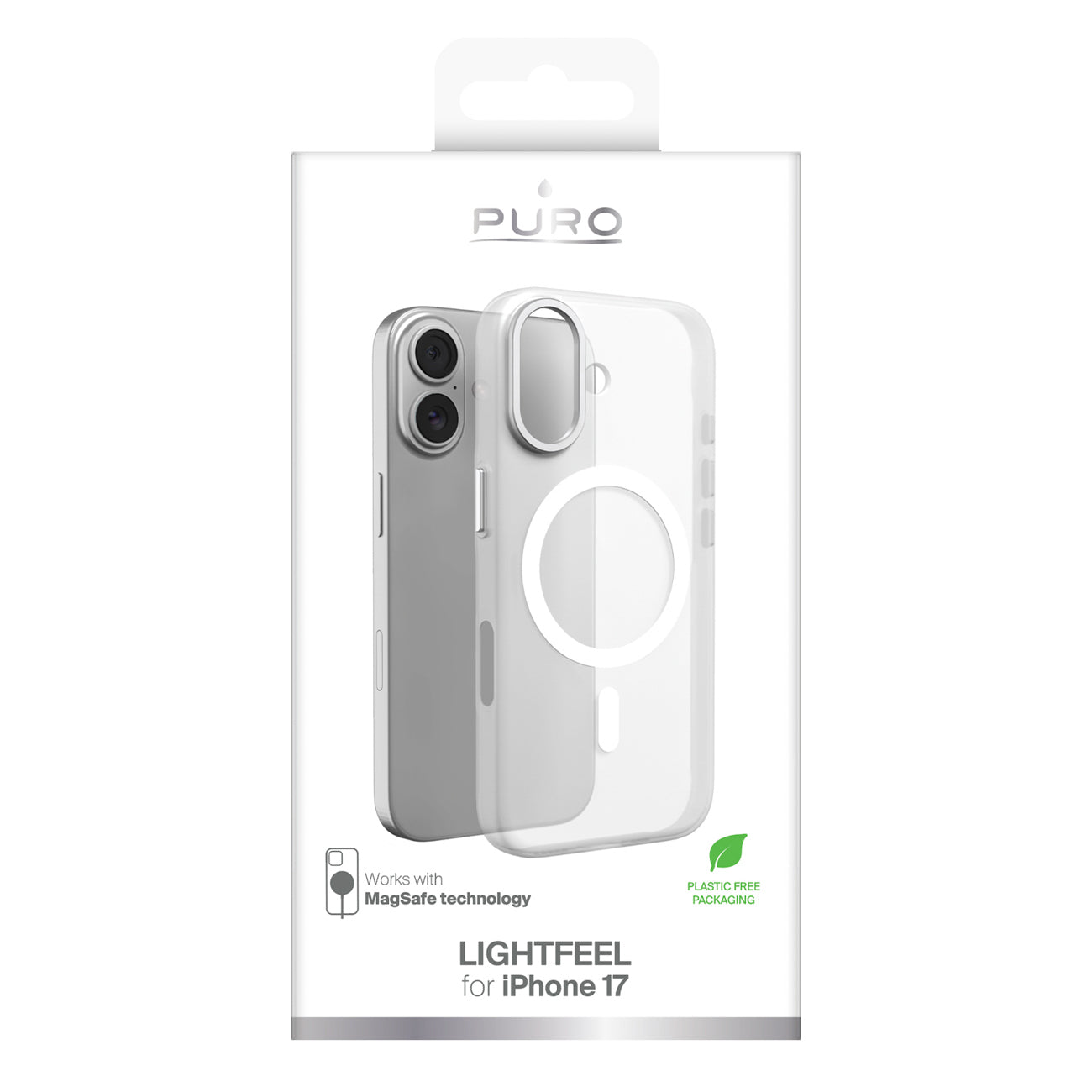 Puro Lightfeel iPhone 17 dėklas suderinamas su MagSafe – skaidrus ir baltas -- iPhone 17