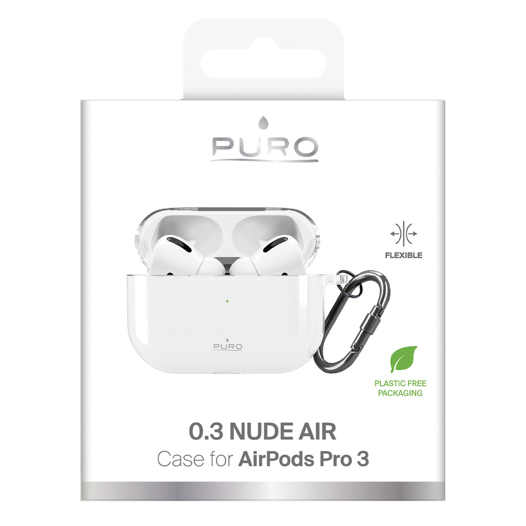 Puro 0.3 Nude Case, skirtas AirPods Pro 3 – skaidrus