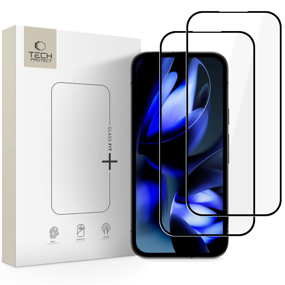 Tech-Protect Glass Fit+ 2-Pack Grūdintas stiklas, skirtas Google Pixel 9A / 20A - juodas -- Google Pixel 9a