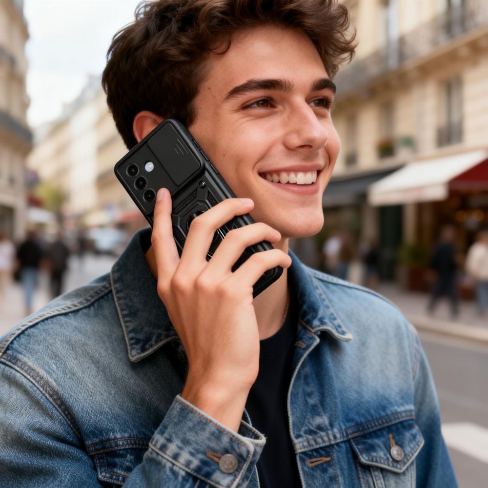 Tech-Protect CamShield Pro dėklas, skirtas Samsung Galaxy A57 5G - juodas -- Samsung Galaxy A57 5G