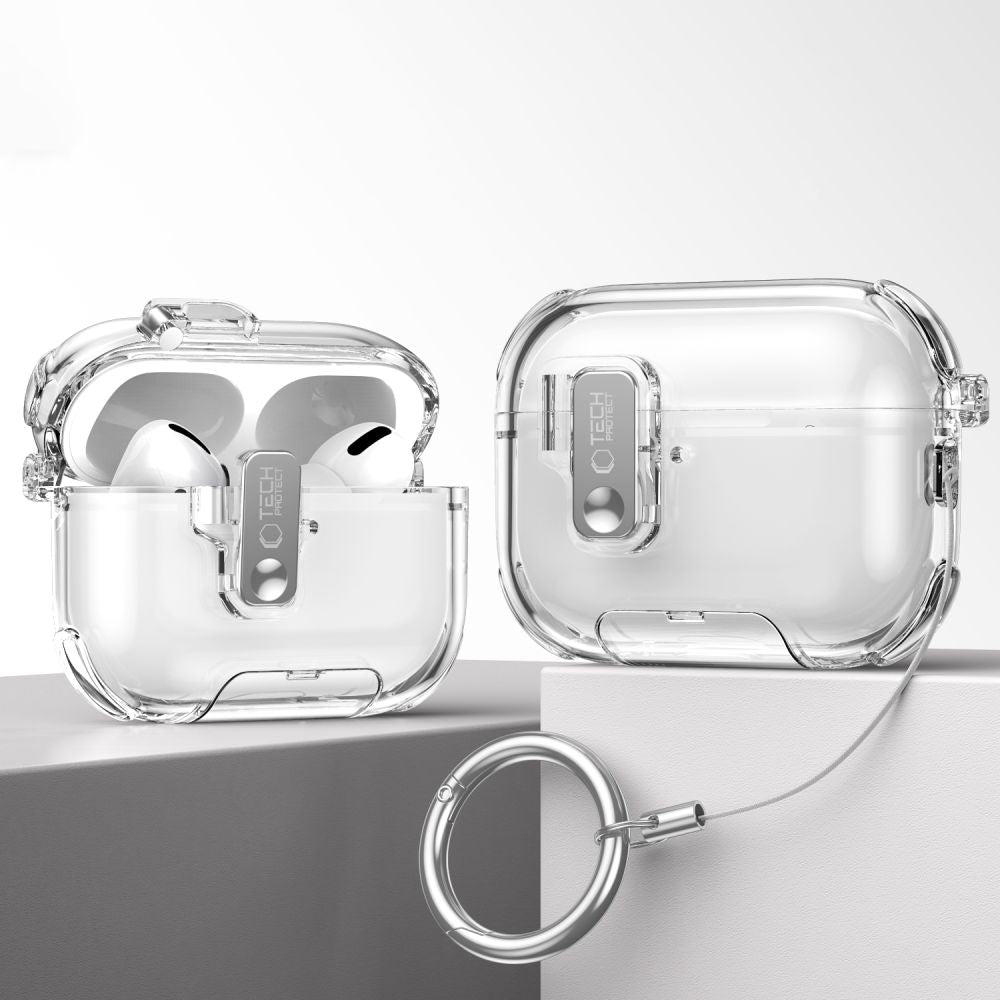 Tech-Protect Bounce Pro dėklas, skirtas AirPods Pro 3 – skaidrus -- AirPods AirPods Pro 3