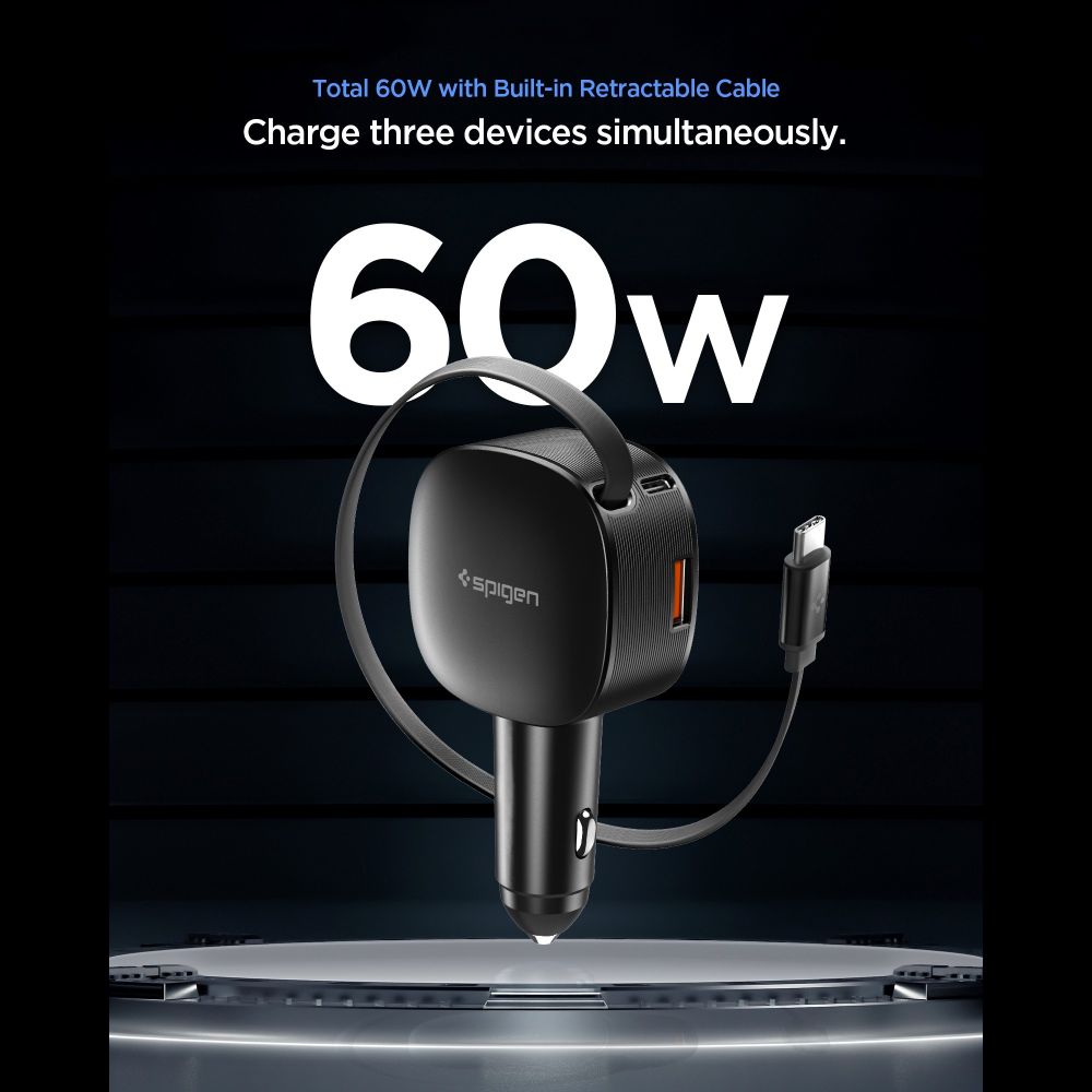 Spigen EV603BT 60W automobilinis įkroviklis - juodas