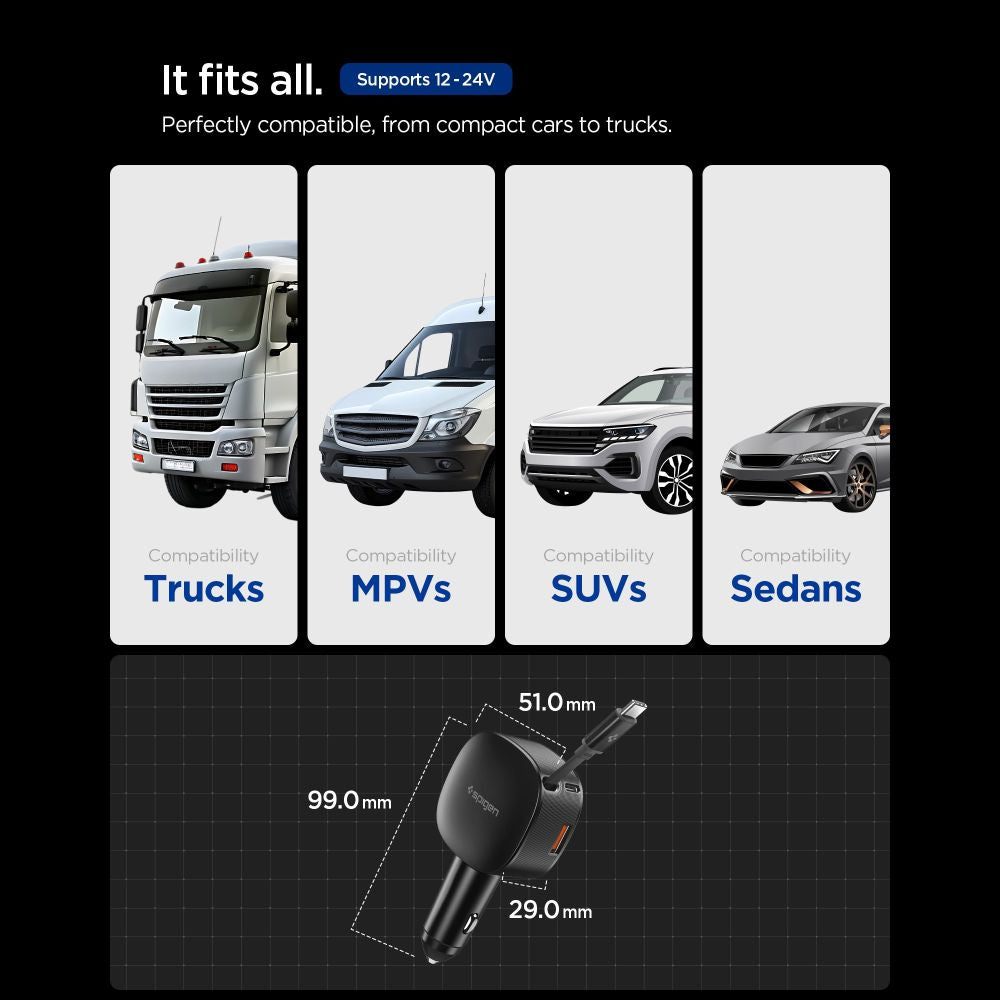 Spigen EV603BT 60W automobilinis įkroviklis - juodas