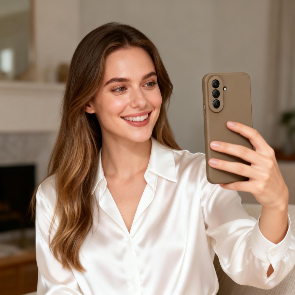 Tech-Protect piktogramos dėklas, skirtas Samsung Galaxy A37 5G - rudas -- Samsung Galaxy A37 5G
