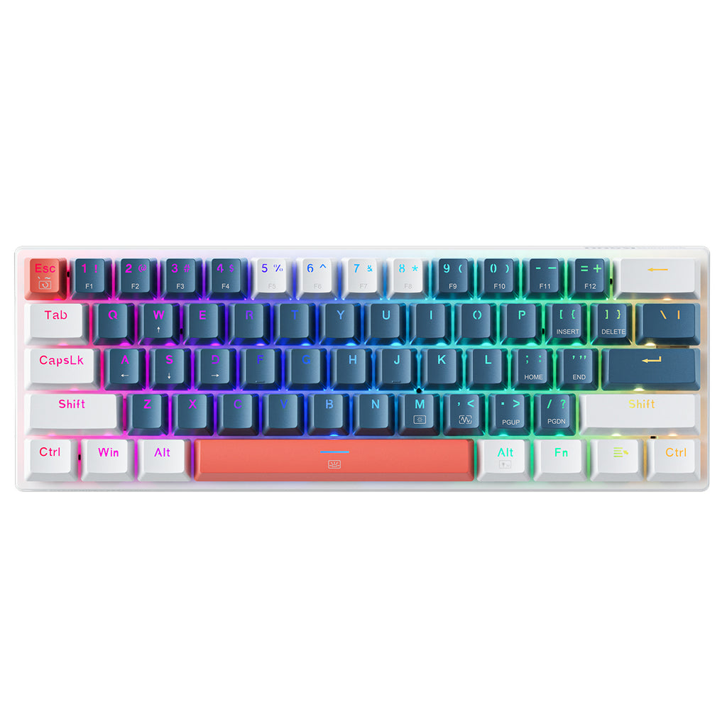 Machenike K500-B61 Laidinė Mechaninė Žaidimų Klaviatūra su Apšvietimu Brown Switch - Mėlyna ir Balta -- Gaming Accessories