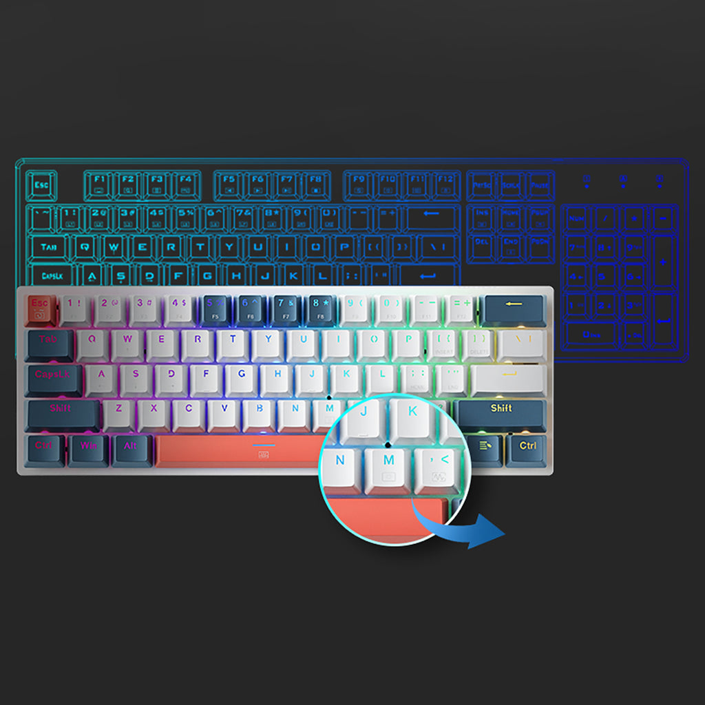 Machenike K500-B61 Laidinė Mechaninė Žaidimų Klaviatūra su Apšvietimu, Red Switch - Balta ir Mėlyna -- Gaming Accessories