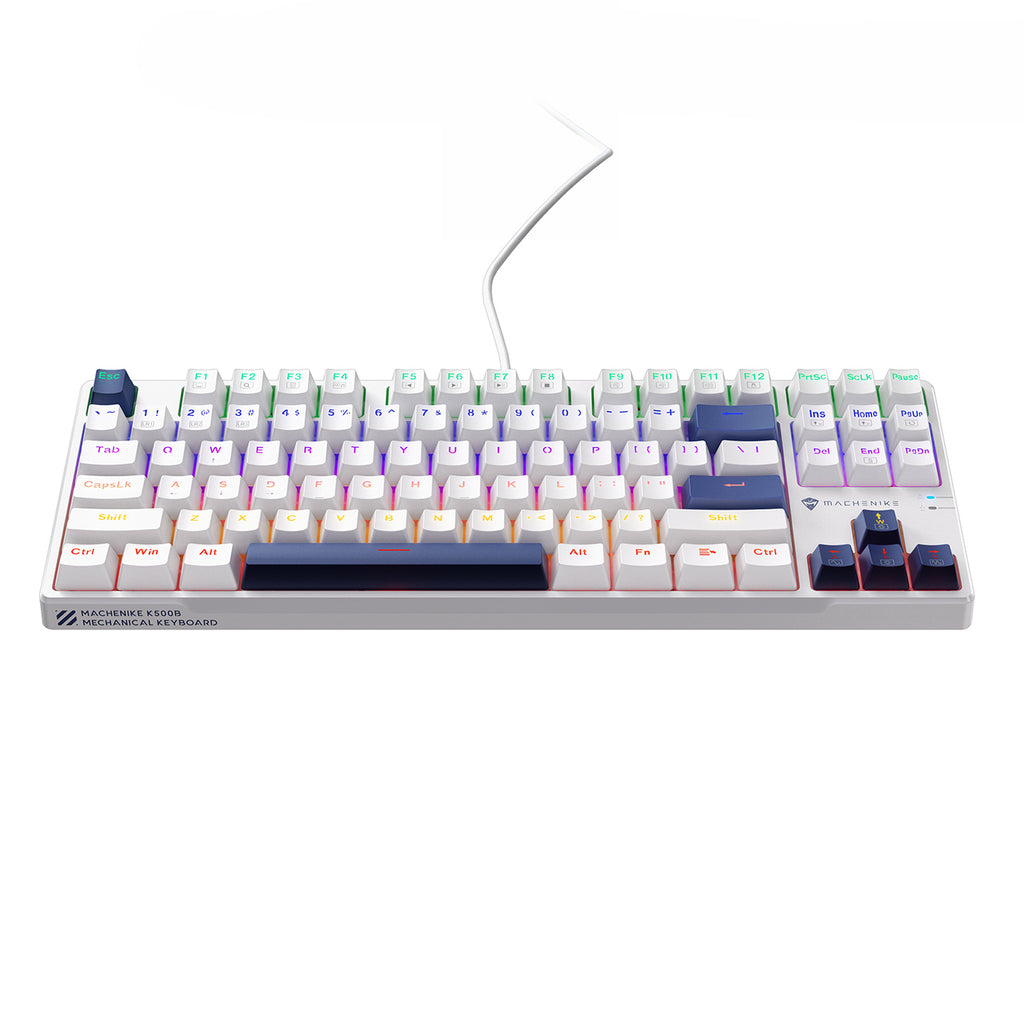 Machenike K500B-B87 laidinė mechaninė žaidimų klaviatūra su fonine šviesa, Red Switch - Balta -- Gaming Accessories