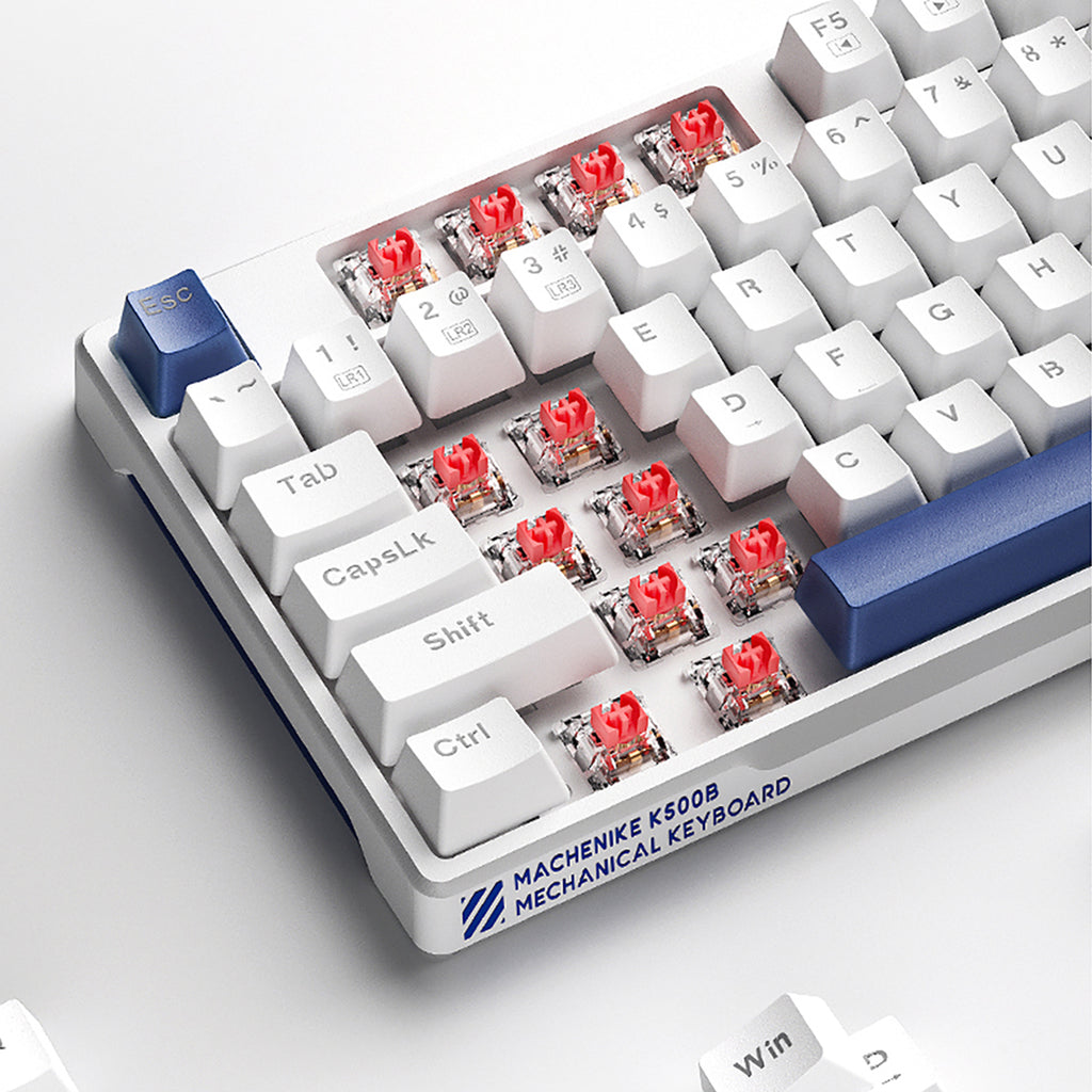 Machenike K500B-B87 laidinė mechaninė žaidimų klaviatūra su fonine šviesa, Red Switch - Balta -- Gaming Accessories