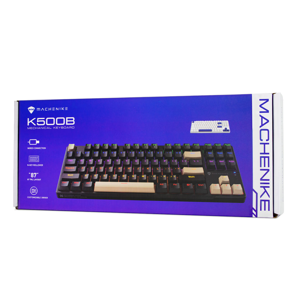 Machenike K500B-B87 laidinė mechaninė žaidimų klaviatūra su fonine šviesa, Red Switch - Balta -- Gaming Accessories