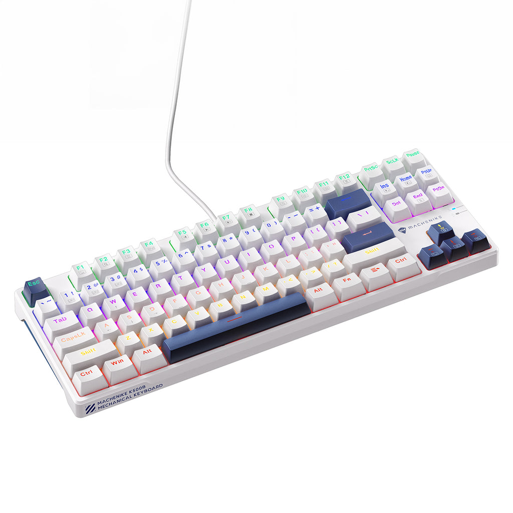 Machenike K500B-B87 laidinė mechaninė žaidimų klaviatūra su fonine šviesa, Red Switch - Balta -- Gaming Accessories