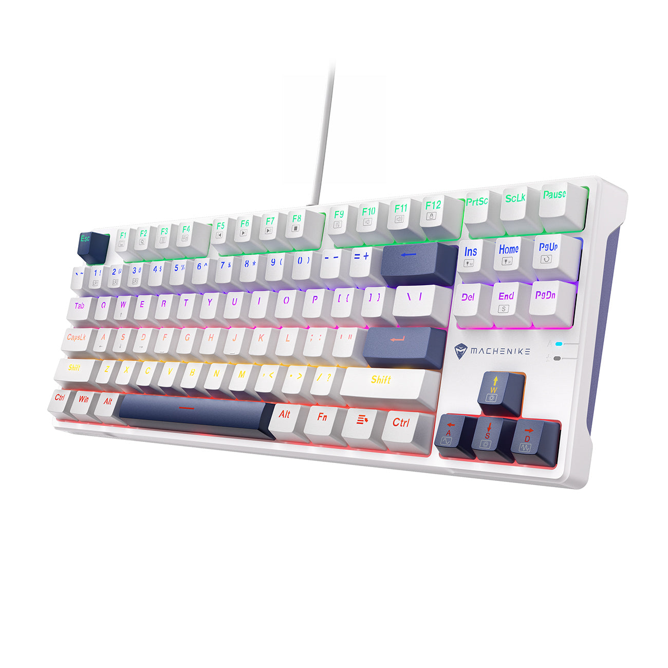 Machenike K500B-B87 laidinė mechaninė žaidimų klaviatūra su fonine šviesa, Red Switch - Balta -- Gaming Accessories