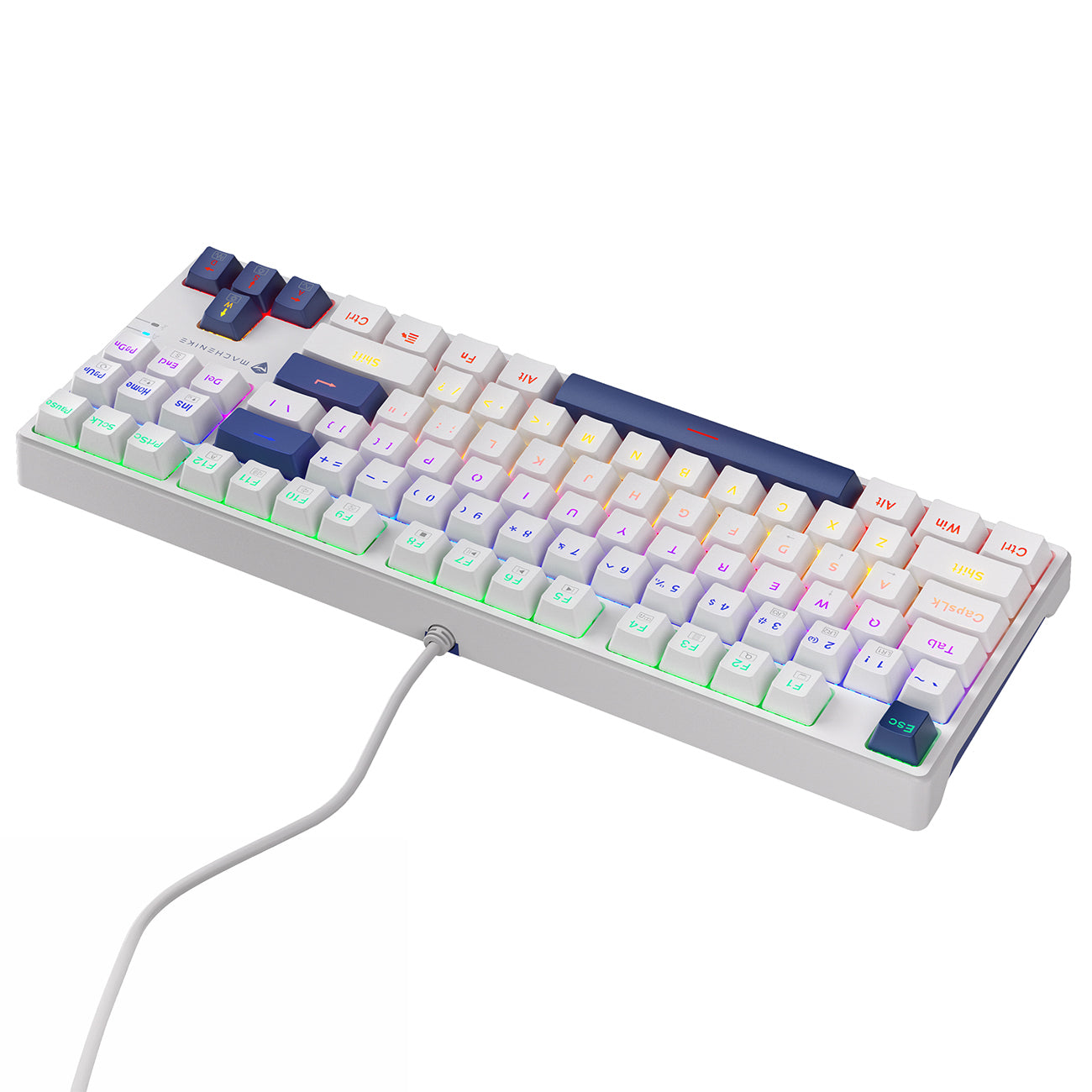 Machenike K500B-B87 laidinė mechaninė žaidimų klaviatūra su fonine šviesa, Red Switch - Balta -- Gaming Accessories