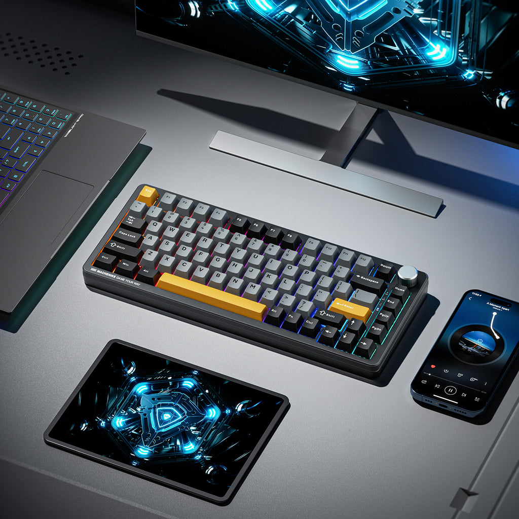 Machenike K600-B82W laidinė mechaninė foniniu šviesa leidiama žaidimo klaviatūra GR Silver Switch - juoda -- Gaming...