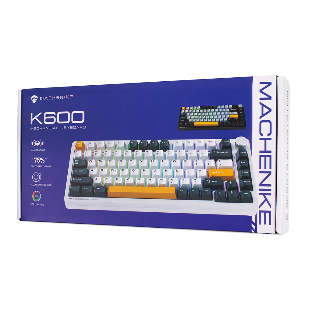 Machenike K600-B82W laidinė mechaninė foniniu šviesa leidiama žaidimo klaviatūra GR Silver Switch - juoda -- Gaming...