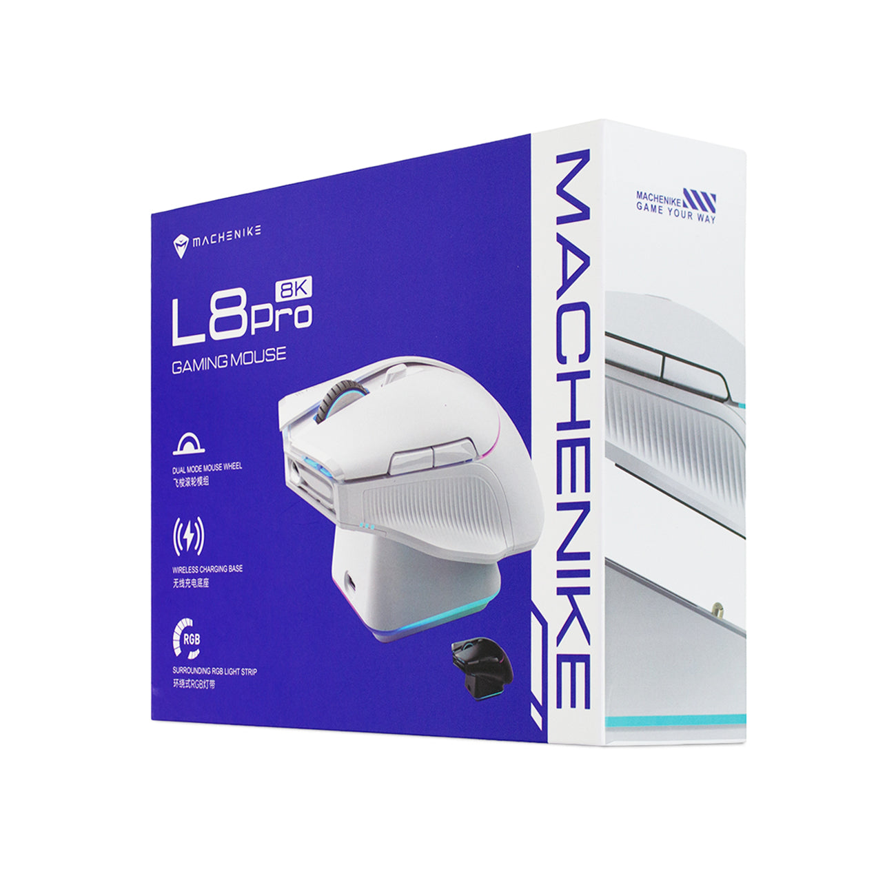 Machenike L8 Pro belaidė žaidimų pelė su įkrovimo stotele - Juoda -- Gaming Accessories