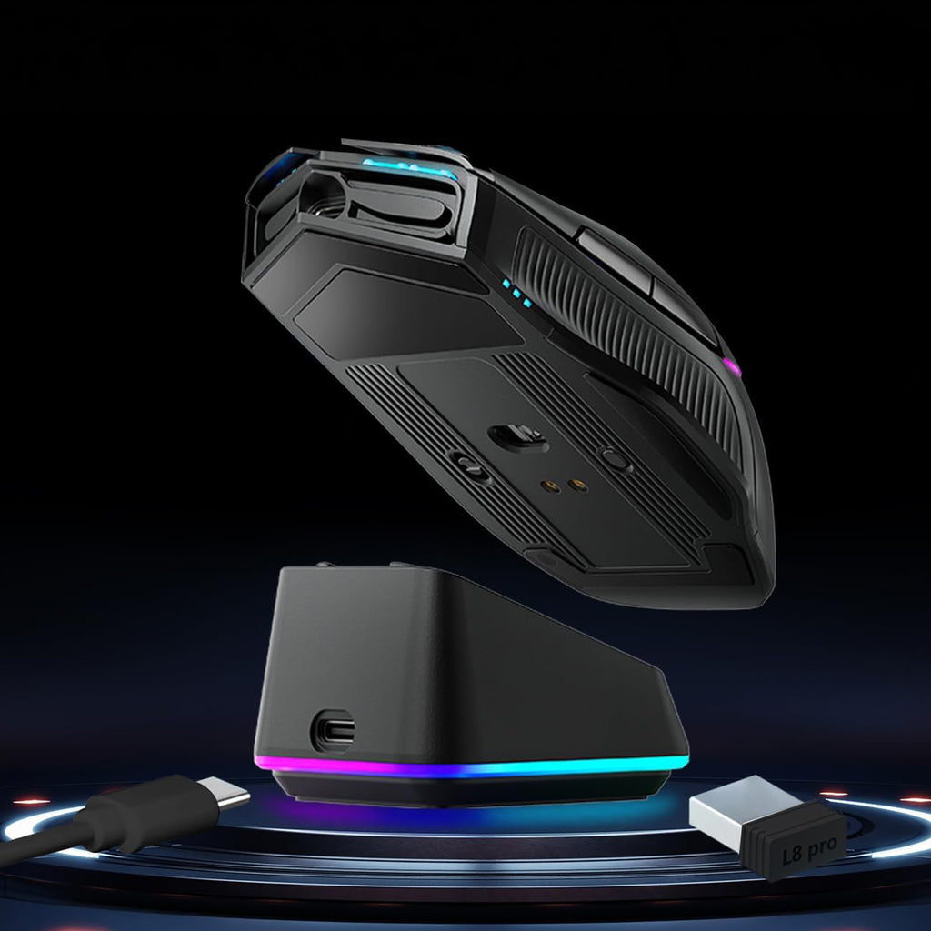 Machenike L8 Pro belaidė žaidimų pelė su įkrovimo stotele - Juoda -- Gaming Accessories
