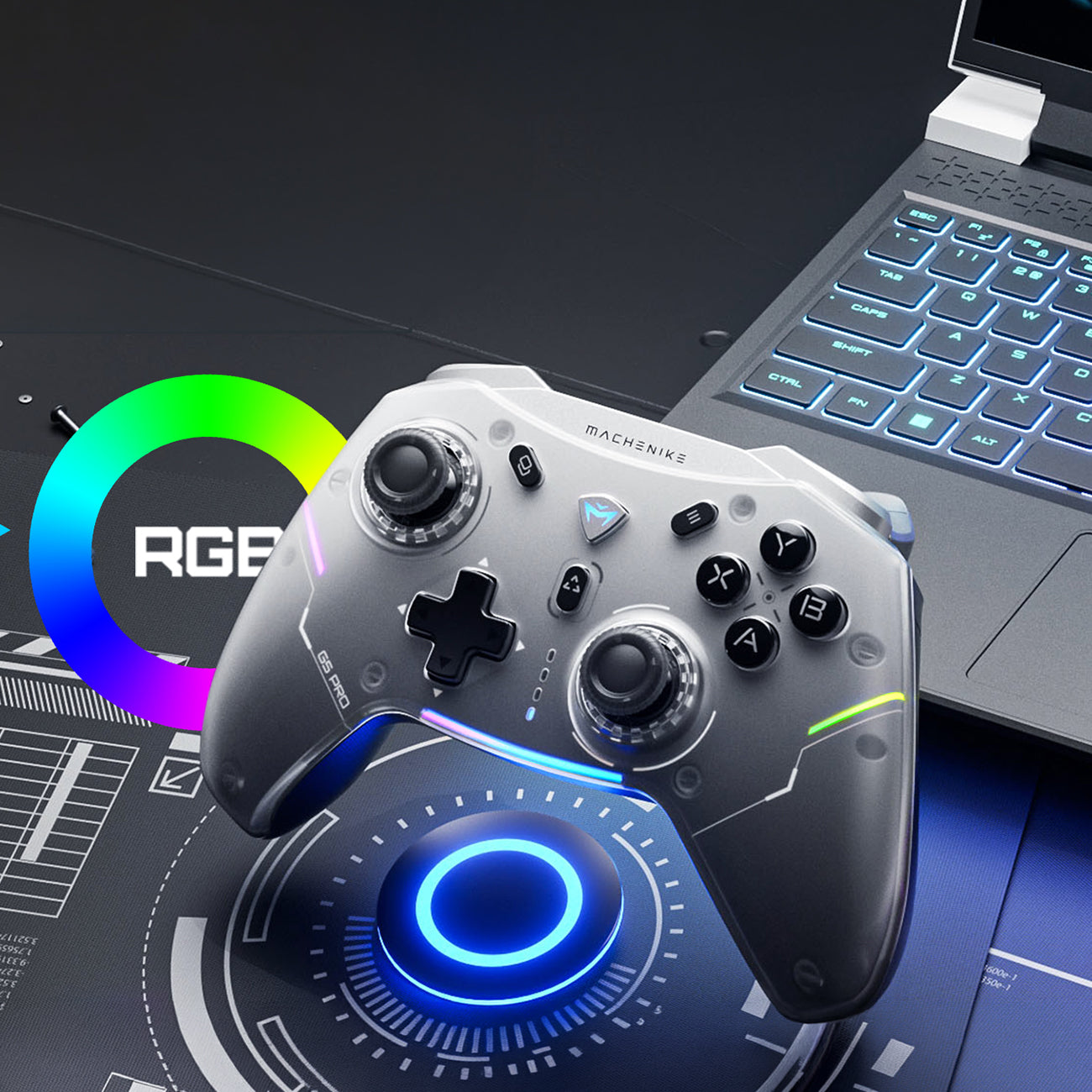 Machenike G5Pro Max Belaidis Žaidimų Valdiklis su Įkrovimo Stotele - Pilka -- Gaming Accessories
