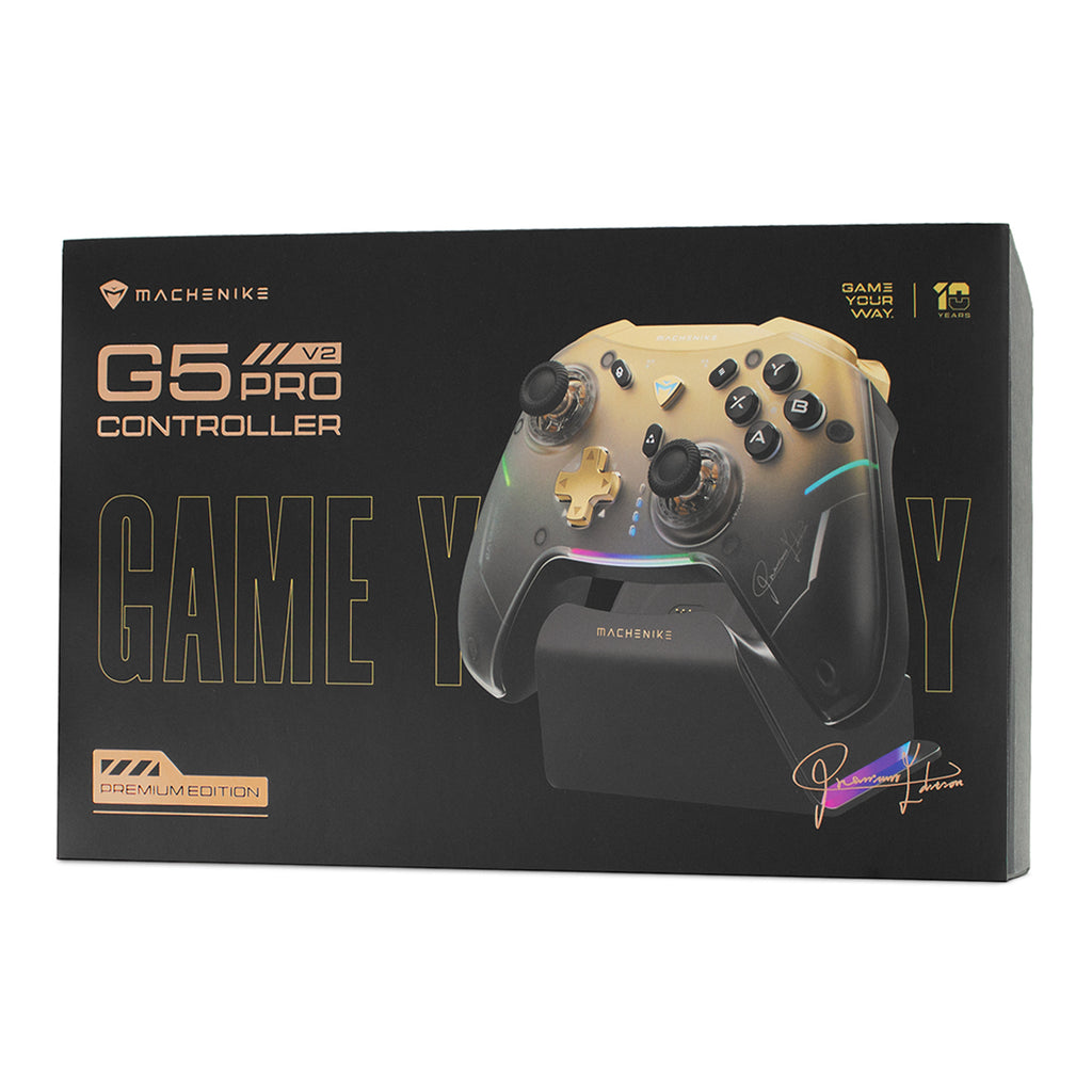 Machenike G5Pro Premium Edition belaidis žaidimų valdiklis su įkrovimo stotele – juodas ir auksinis -- Gaming Accessories